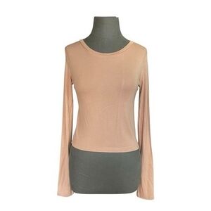 Zara Tan Viscose Long Sleeve Women’s T-Shirt Size M NWOT
